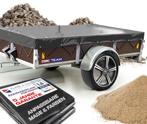 Saris Bâche de remorque, de qualité supérieure, sur mesure, bâche plate pour remorque de voiture, bâche en PVC imperméable avec accessoires de remorque (anthracite, 212 x 120 x 6 cm)