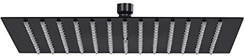 ZEYUAN Cabezal Ducha Efecto Lluvia Acero INOX Cuadrado Negro 40x40 cm, Rociador Ducha, Ducha Lluvia, Alcachofa Ducha, Duchas De Baño Alcachofa Lluvia, Recambios Columna Ducha