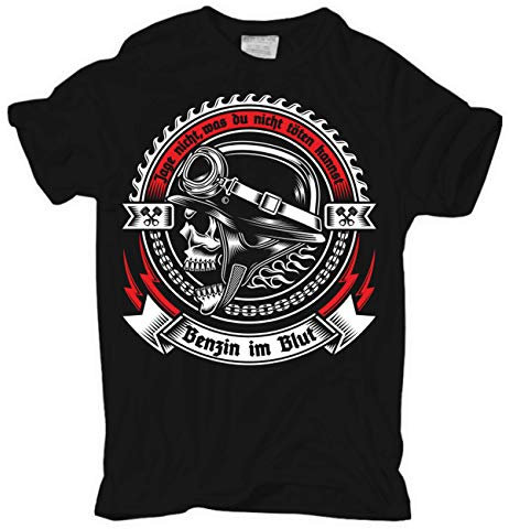 Männer Herren T-Shirt Benzin im Blut Motorrad Bikes Biker Rocker mc Oldschool Größe S - 5XL