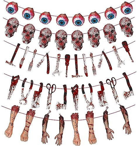 LURNODY 5 StüCke Halloween Deko Banner,Halloween Deko,Halloween Party,Halloween Deko Set Geeignet FüR Halloween,Filmparty