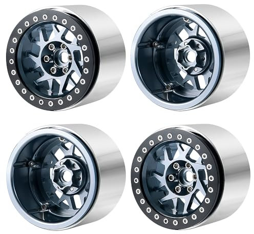 ZHRCFUN 4 Stück 2,2 RC Beadlock Felgen Wheels 45MM für for 1/10 Axial SCX10 90046 TRX4 TRX6 Wraith RR10 D90 RC Crawler Car(Titan)