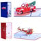 2Pcs Pop Up Karte Weihnachten 3D Geschenkkarte mit Weihnachtsmann Auto & Weihnachtsbaum Motiv Weihnachtskarte mit Umschlag Weihnachten Grußkarte Geldgeschenk Glückwunschkarte für Weihnachten