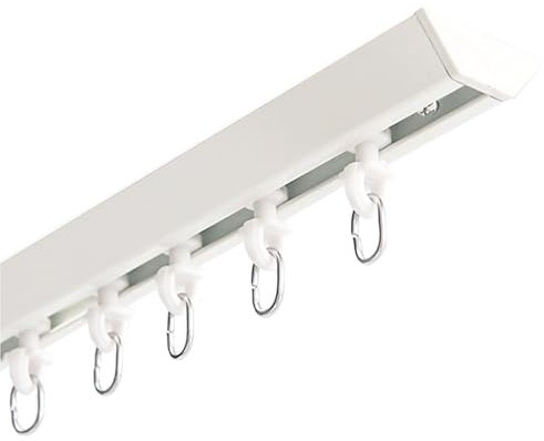 Vorhang-Deckenschiene Aluminium - Vorhangschienen Länge 100-450 cm Premium müheloses Gleiten Deckenmontage für Raumteiler Fenster Dusch Vorhänge Heimdekoration Wohnzimmer(Weiß,L 230cm)