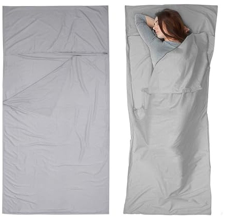 2 in1 Hüttenschlafsack,Dünner Komfort Reiseschlafsack,75×210CM Ultra-Leichter Reise-Schlafsack mit Kissen-Fach,Schlafsack Ultraleicht Innenschlafsack,Reisebettwäsche,Travel-Sheet