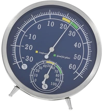 GARVALON Thermometer Hygrometer Analog Für Innenraum Sauna Eisbad Messgerät Temperatur Feuchtigkeitsmesser Mit Edelstahlkonstruktion