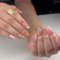 Calkkrer 24 Stück Frühlings Kurze Mandel-Fleischfarbene Rosa Almond Press On Nails, Künstliche Nägel Zum Aufkleben, 3D-Blumen-Pearl-Charms Falsche Nägel, French Fake Nails