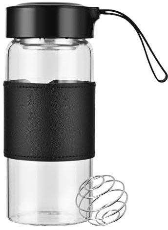 Cosmeria Protein Shaker Glas 16 Oz Mit Integriertem Sieb Und Edelstahl-Mischkugel, BPA-Frei Und Auslaufsicherer Eiweiß Shaker Mit Rutschfestem Silikon-Design