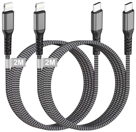 USB C to Lightning Cable 2M 2Pack iPhone Charger Cable [MFi Certified], USB C Charger Cable Fast Charging Type C to Lightning Cable iPhone Lead Wire for Apple 14/13/12/11/X/8/7/SE, iPad, AirPods