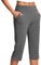 akwuiopt Ladies 3/4 Length Stretch Capri Trousers, Cropped Pants High Waist Pant Straight Casual Trousers Plus Size Yoga Pants Solid Color Summer Leggings Work Trouser Dress Trouser with Pockets Grey