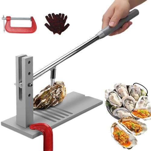 YAVTNUIO Oyster Shucker Machine, Manual Oyster Shucker Tool with Glove and G Fixing Clip, 4 Adjustable Height, Oyster Shucker Multitools Set, for Restaurant Supermarket Seafood Shop