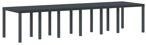 vidaXL Gartentisch Anthrazit 350 x 100 x 73 cm Poly-Rattan, Garten und Terrasse, rechteckiger Tisch aus Stahl, große, wetterfeste Essgruppe für den Außenbereich