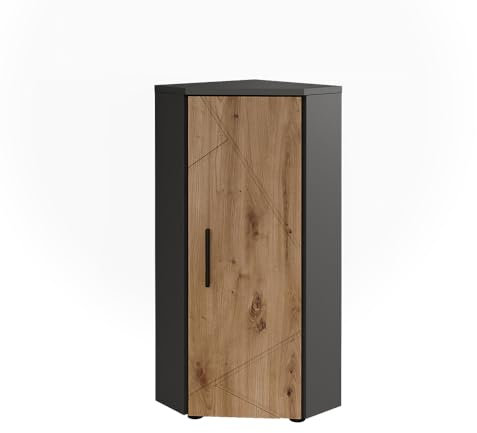 Vicco Eckmidischrank Irma, Anthrazit/Artisan, 33 x 81 cm mit 3 Regalfächer