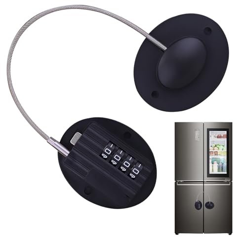 Serrure De Porte De Réfrigérateur Pour Sécurité Enfant, Avec Code À 4 Chiffres, Cadenas Frigo Porte, Bloque Porte Frigo, Pour Placards Armoires Réfrigérateurs Congélateurs (Noir)
