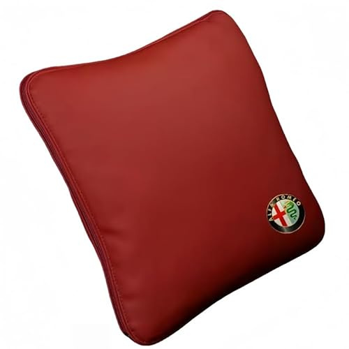 QYPLKJHG Reisedecke Kissen 2 in 1 für Alfa Romeo Junior 2024 2025, Autokissen Decke mit Auto Logo Reisedecke für Auto Kuscheldecke Auto Decken Kissen Flugzeugdecke Auto Accessoires,Red