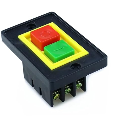 ROCCMWUUC Interrupteur à Bouton-Poussoir Marche/arrêt AC 380 V 2 KW, 6 bornes à vis QCS1, 75 x 48 x 40 mm