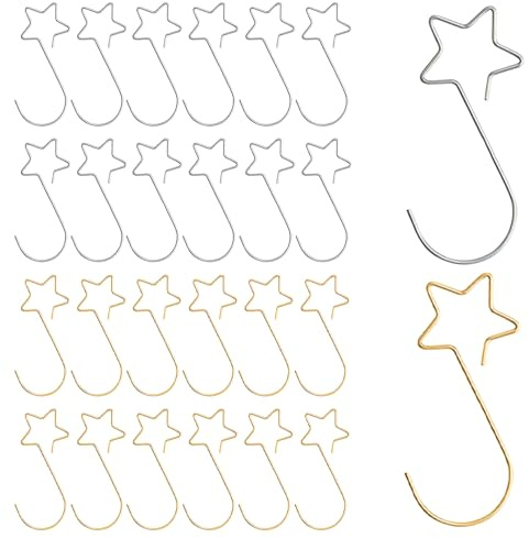AHEJIOO Kugelaufhänger 120pcs Christbaumkugeln Aufhänger, Stern Weihnachtsbaum Haken, Gold und Silber Weihnachtsbaumkugeln S-Haken Klein Schnellaufhänger für Christbaumschmuck