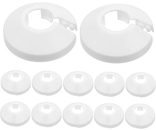 Solihigh 12 PCS Plastic Radiator Pipe Covers White Pipe Collars for 15mm Diameter Tubes, Decorative Trunking Sleeves