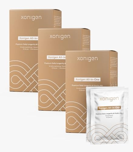 Longevity & Vitality Mix (3er Pack) – 14 Moleküle CaAKG, TMG-Betain, Taurin, Hyaluron, Quercetin, Omega-3, Kreatin uvm – hochdosiert – für Ihre tägliche Anti-Aging Routine