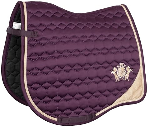 EQUESTRIAN QUEEN Schabracke, Anatomisch geformte Dressurschabracke mit Glitter Mesh, atmungsaktiv, mit Logo - Milan Bamboo 25AW (Bordeaux, Vielseitigkeit)