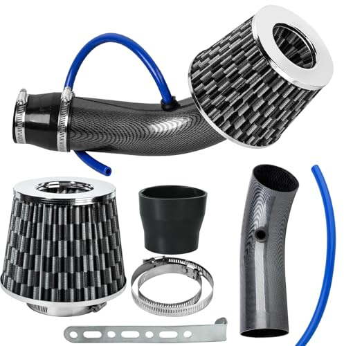 Catekro 76mm Kit Filtro Aria Auto Universale, 3 Pollici Filtro Sportivo | Filtro Aspirazione Dinamico a Cono, Sistema di Aspirazione Fredda ad Alta Potenza, Alto Flusso, Lavabile (Nero)