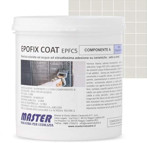 Résine époxy pour sols intérieurs et extérieurs | Peinture pour carrelage et carreaux pour salle de bain et cuisine, béton et garage | Jusqu'à 12 m² par couche