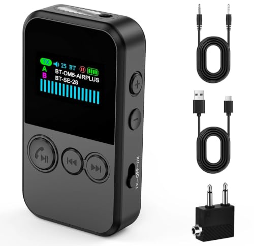 6.0 Ricevitore Bluetooth Aux, 2 in 1 Adattatore Trasmettitore, Trasmettitore Bluetooth per Tv, Cuffie 3.5mm, Adattatore Bluetooth Auto per TV, Telefono Mobile, Car Audio Systems, Tablet