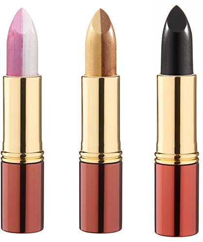 Ikos Lippenstift-Set, 3 Stück, Denken, Lippenstift Schwarz/Kirschrot und Lippenstift Duo Gelb/Braun + Weiß/Wildes Rosa - Rabatt 15,38%