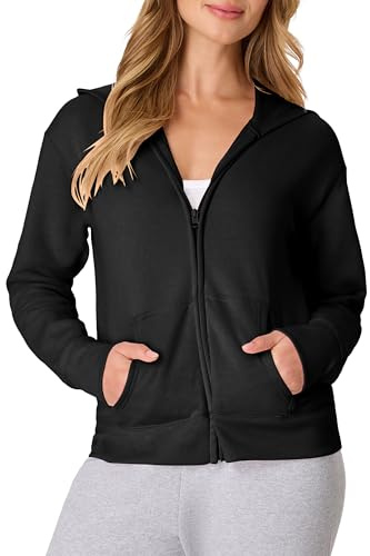 Hanes Damen Hoodie, EcoSmart Fleece Full-Zip Hoodie, Zip-up Hooded Sweatshirt for Women Jacke zum Aufwärmen oder Laufen (1er Pack)