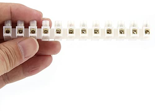 Terminal Blocks 10 Pack, 12 Position Dual Row Screw Terminal Strip, 360V 10A Wire Connector for Industrial Equipment