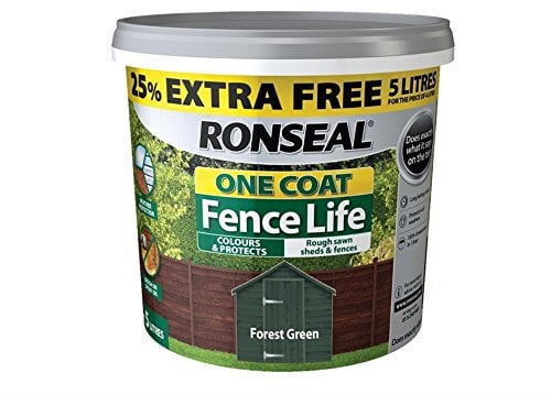 Ronseal RSLFLFGN4LAV One Coat Fence Life Forest Green New 4 Litre +25%