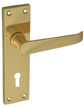 Forge 150mm Backplate Handle Lock with Victorian Straight Brass Finish