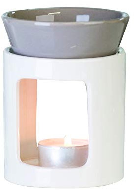 Duftlampe Aromabrenner DUO aus Keramik · weiß/grau Höhe 11 cm · Ø 8,5 cm
