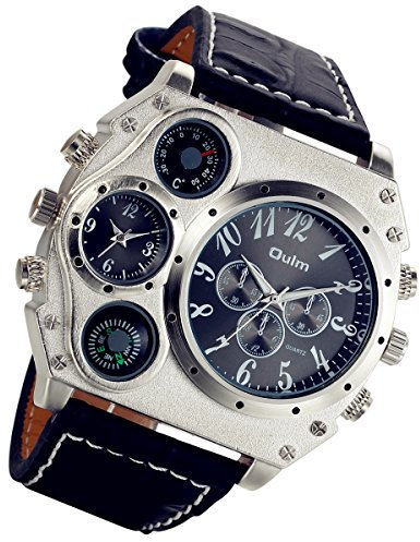 Lancardo, orologio da polso analogico, da uomo, stile Steampunk, cinturino nero in pelle, quattro sub-quadranti