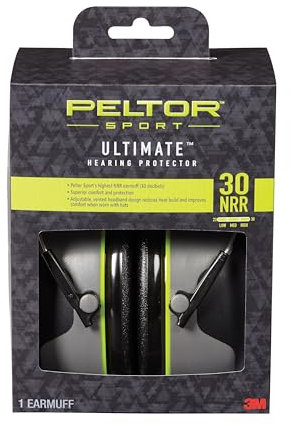 Peltor Sport Ultimativer Gehörschutz, Rauschunterdrückung (NRR) 30 dB, leichtes Design für Komfort und längeres Tragen, Sports höchste geräuschreduzierende Ohrenschützer, Schwarz/Grau