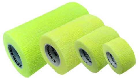 LisaCare NEON Pflaster | Sportverband | Fixierbinde - 2,5-10cm Breit x 4,5m | Kohäsive Bandage - selbsthaftend elastisch dehnbar - Farbauswahl (neongelb)