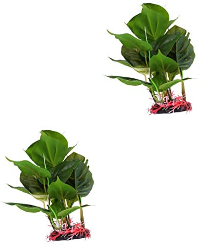 BCOATH 2 Stücke Aquarium Landschaft Kit Reptil Terrarium Dekoration Gefälschte Kunststoff Pflanzen