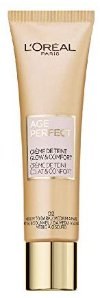 L'Oréal Paris Getönte Tagescreme, Feuchtigkeitsspendende Tagespflege mit Hyaluron, Für trockene und reife Haut, Age Perfect BB Cream, 02 Mittel bis Dunkel, 1 x 30 ml
