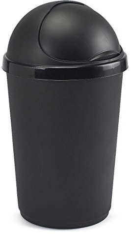 Plastic Bullet Bins 30L, 50L Waste Paper Recycle Dustbin Flap Lid Kitchen, Home,Office Rubbish Trash Baskets (Black, 50L)