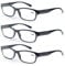 MODFANS 3 Pack Lesebrille 2.25 Herren/Damen,Gute Brillen,Hochwertig,Rechteckig,Komfortabel,Super Lesehilfe,fur Manner und Frauen,(3 Schwarz)