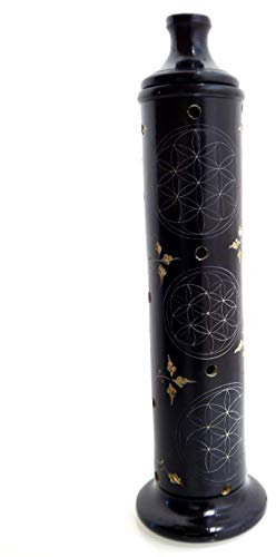Fumaga - Räucherturm Räucherstäbchenhalter „Blume des Lebens“ aus Speckstein H: 28cm