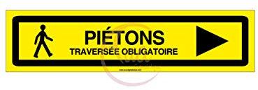 AUA SIGNALETIQUE Panneau de Chantier KD DÉVIATION AKILUX 5mm - Format 800 x 200 mm - Panneau TRAVERSEE PIETONS Droite