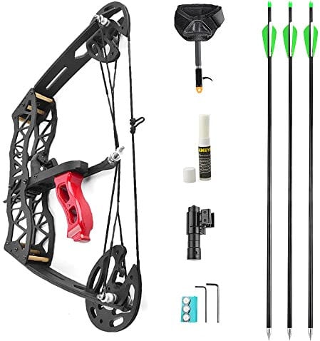 AMEYXGS Athlet Bogenschießen 25lbs Compoundbogen Set Metall Jagd rofessionelle Genauigkeit Compoundbogen mit Pfeile Bogen Anblick Bogenauslösung für Rechts und Handbogenschützen