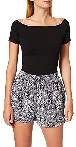 Urban Classics Ladies AOP Viscose Resort Shorts Frauen Short schwarz/weiß L