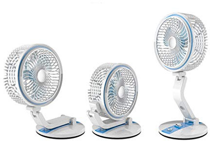 Ventilateur de Table, Ventilateurs Silencieux, Ventilateur USB Pliable avec Veilleuse LED, vitesses de réglage libres, Trou de suspension avec fond, Portable, pour Intérieur et Extérieur,Bleu