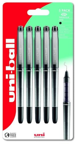 uni-ball UB-185 Black Eye Needles in Plastic Free Packaging (Pack of 5)