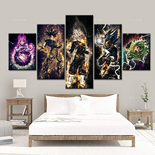 CHUADIAD Anime Poster Super Saiyan Goku Vegeta Charakter Wandbild Dragon Ball Z Wandbild 5 Stück Bild für Zimmer Heimdekoration Rahmenlos