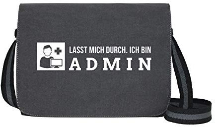Ich Bin Admin - Umhängetasche Messenger Bag für Geeks und Nerds mit 5 Fächern - 15.6 Zoll, Schwarz Anthrazit