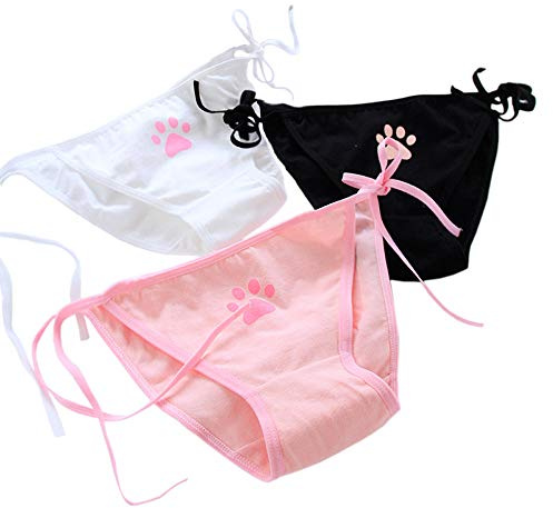 Süßer japanischer Stil Blau & Pink gestreift Höschen Bikini Cosplay Baumwolle Unterwäsche Bandage Anime freie Größe Hot