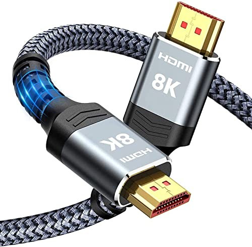 SNOWKIDS HDMI Kabel 0.5M Kurz 8K, 2.1 48Gbps 8K@60Hz HDMI 2.1 Kabel Nylon Geflochtenes 4K@120Hz 7680P, DTS:X, HDCP 2.2 & 2.3, HDR 10, eARC, Dynamisches HDR, Kompatibel mit Projektor Monitor PS5/4/3