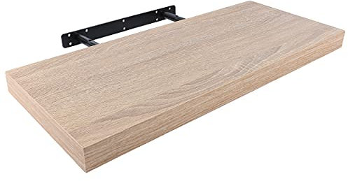 H HANSEL HOME Wandregal Schwebend Hängeregal 60x25x4cm Farbe Eiche weiß, Wandboard Bücherregal Regale Dekorativ maximale Belastung 25kg
